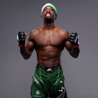 Sodiq UFC celebration with Nigerian headband